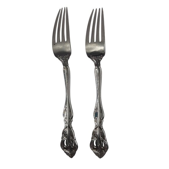 Oneida Michelangelo Stainless Steel Heirloom Glossy Floral Pattern Dinner Fork S - Picture 4 of 5